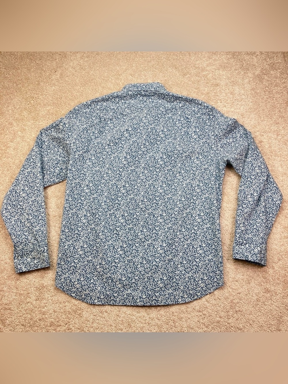 J. Crew Performance Slim Untucked Blue Floral-Print Button-Down Shirt, men’s L
